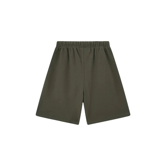 Fear of God Essentials Hemlock green fleece shorts with tonal logo and oversized fit