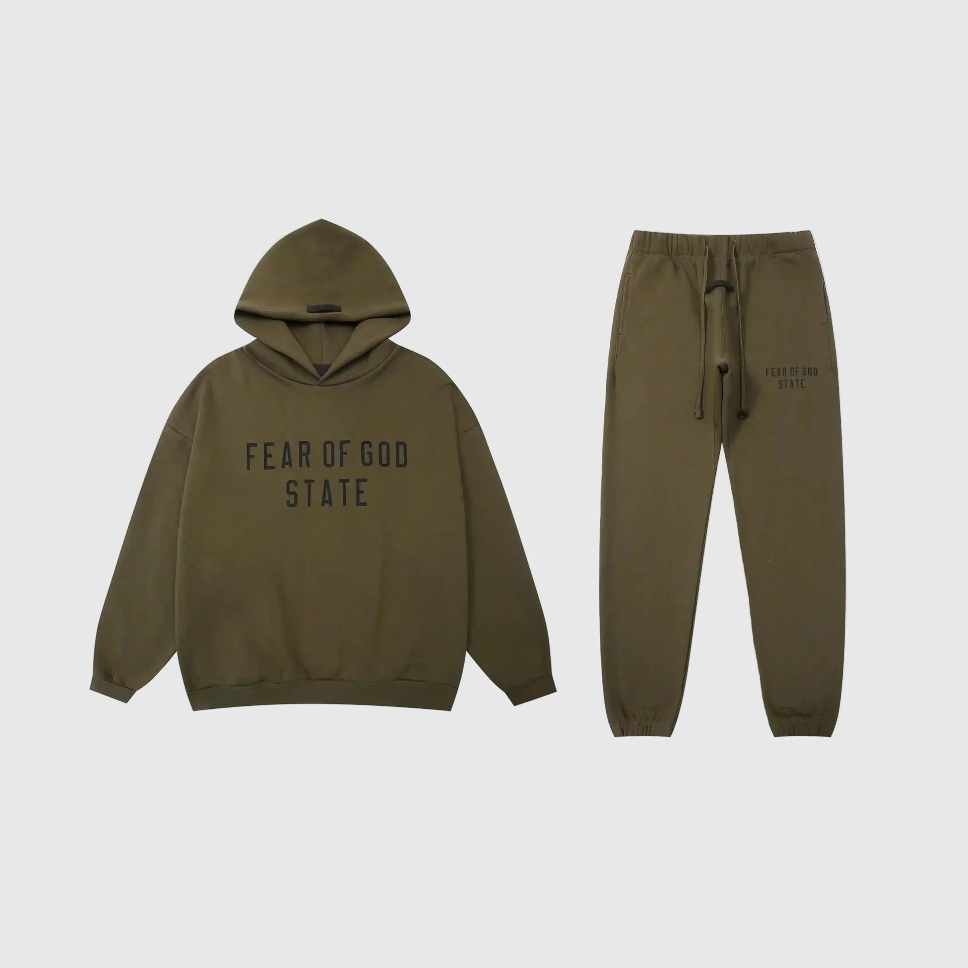 Essentials Woodland Hoodie Set front view – Fear of God matching set