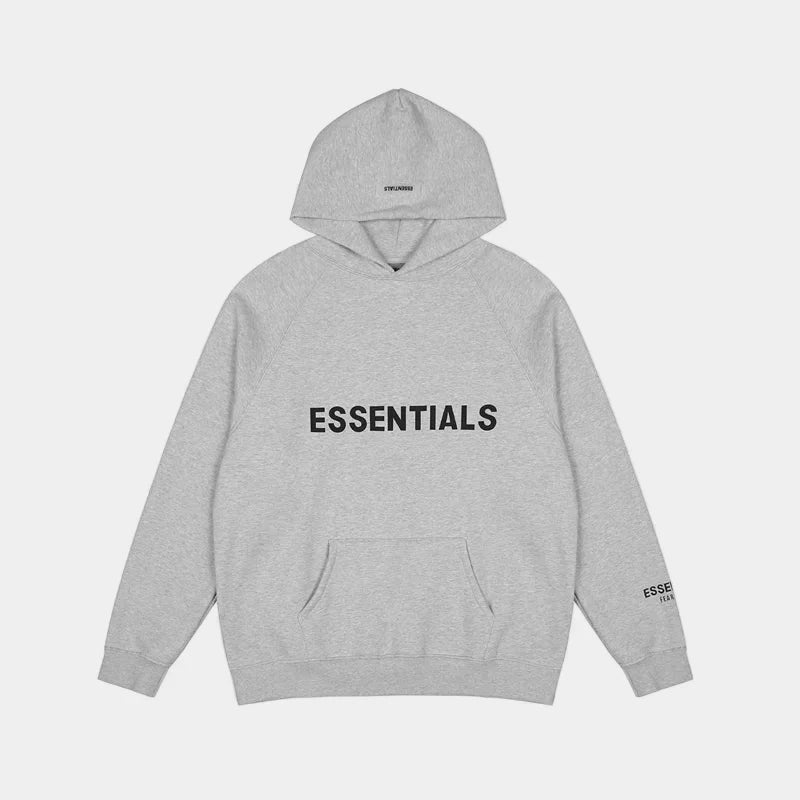 essentials gray hoodie relaxed fit streetwear