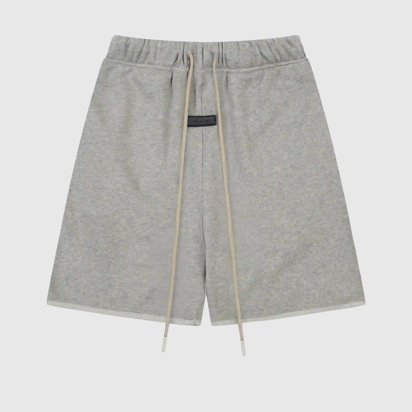 Premium cotton-blend detail on Essentials dark heather oatmeal shorts by Fear of God