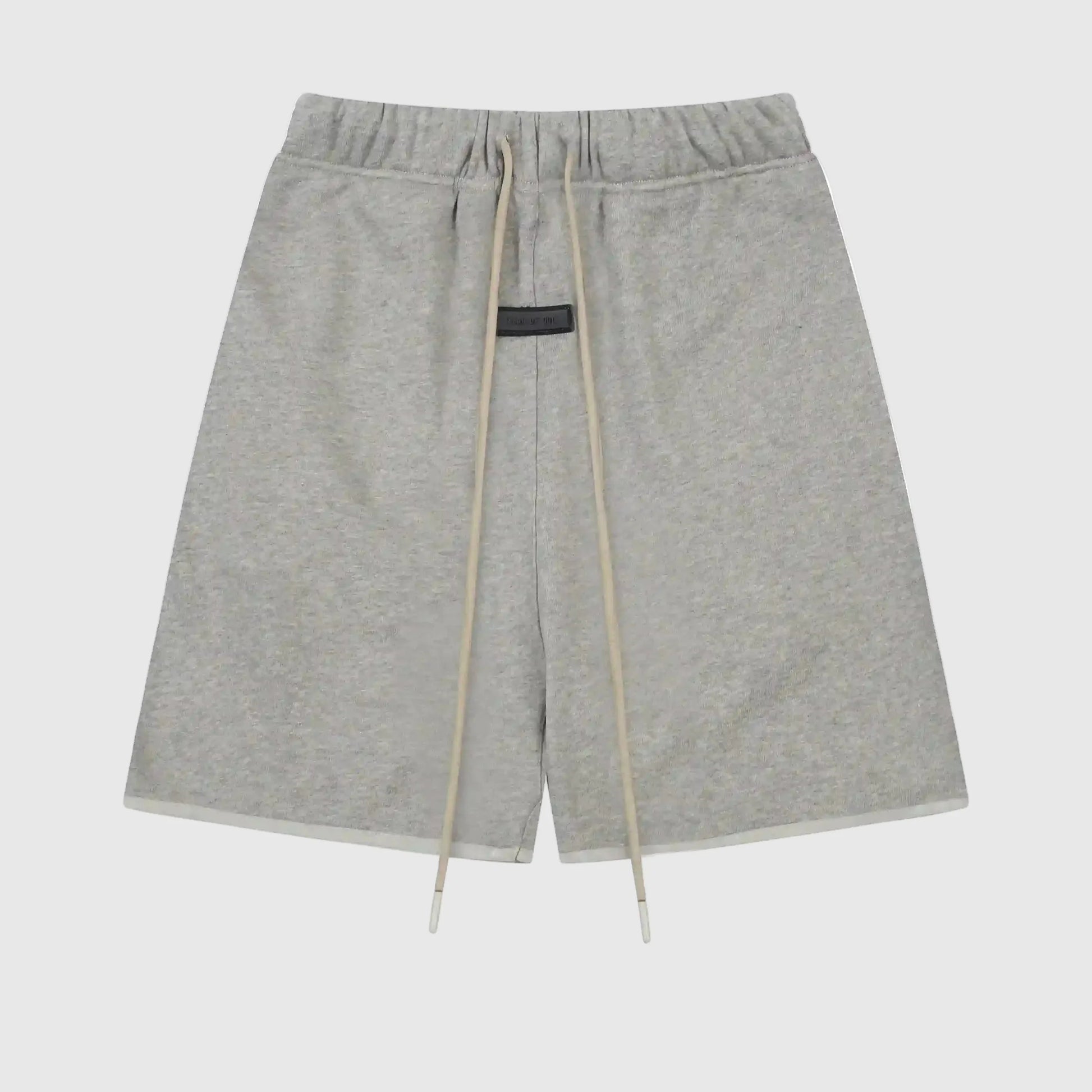 Premium cotton-blend detail on Essentials dark heather oatmeal shorts by Fear of God