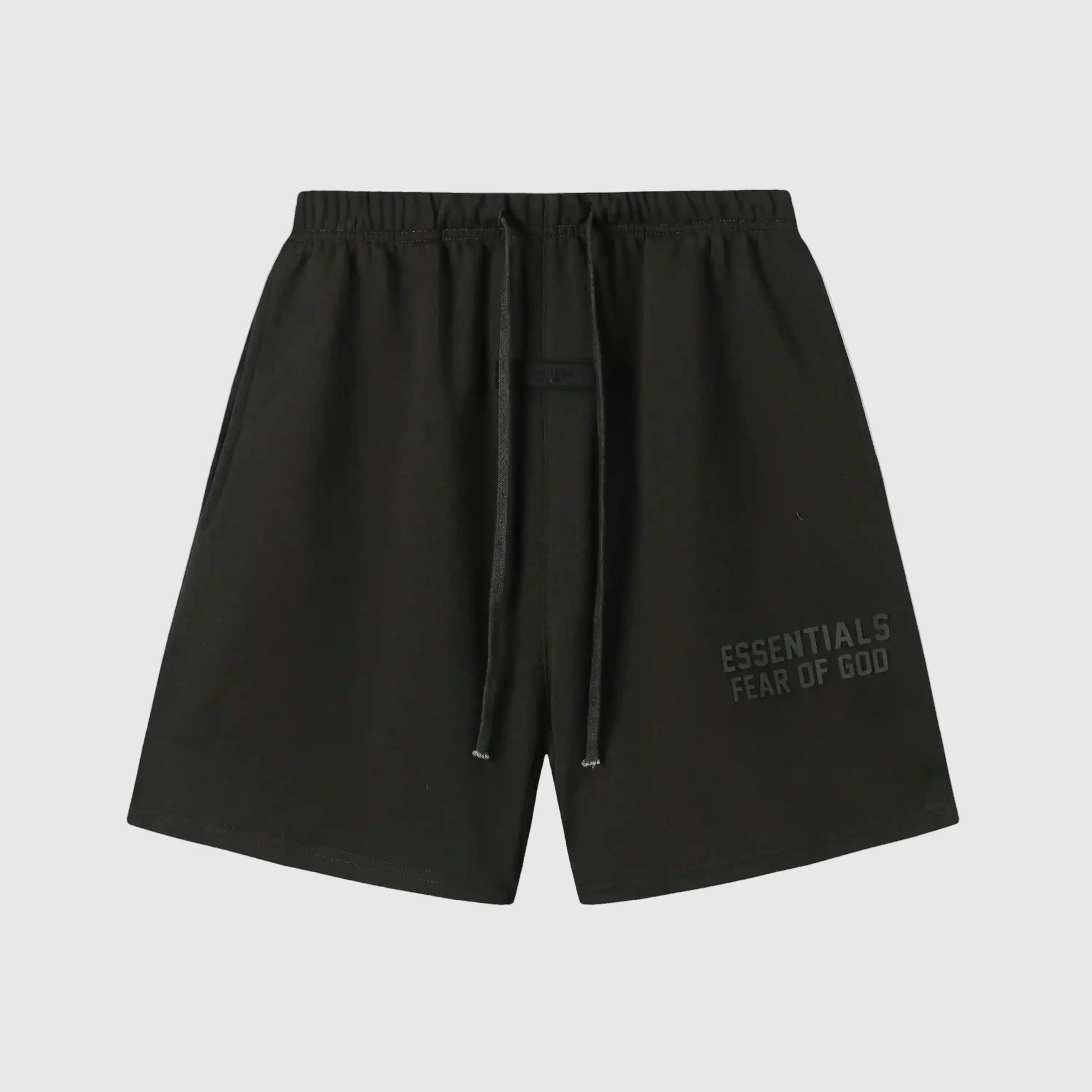 Essentials Black fleece shorts front view – Fear of God