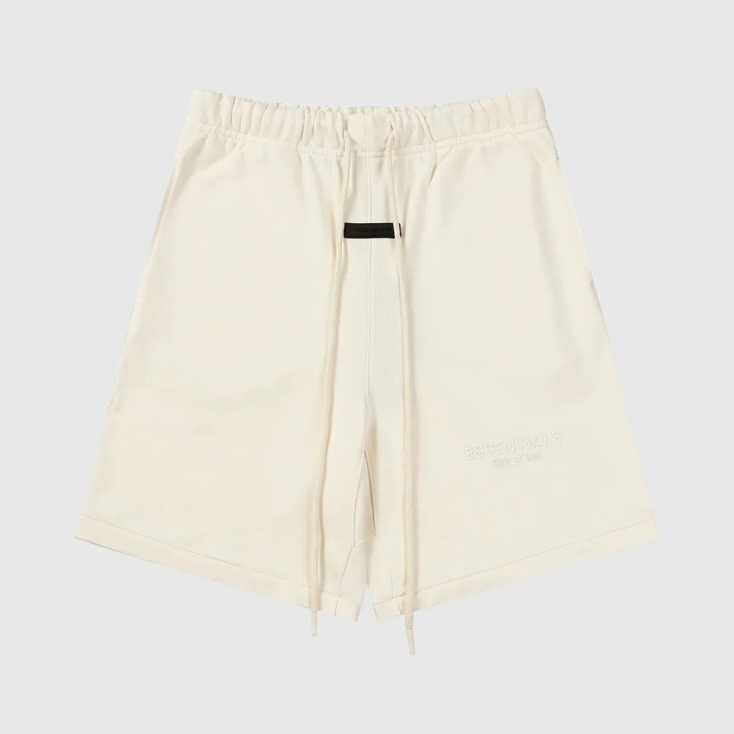 Essentials Cloud Dance fleece shorts front view – Fear of God