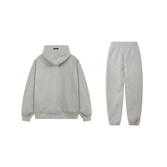 Fear of God Essentials Dark Heather Oatmeal hoodie set hoodie and jogger set