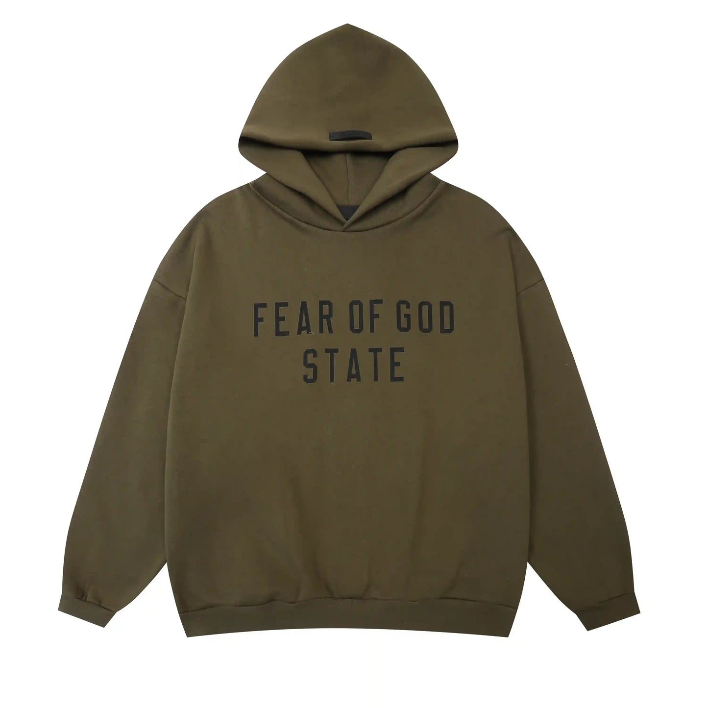 Essentials Woodland hoodie set branding detail close-up