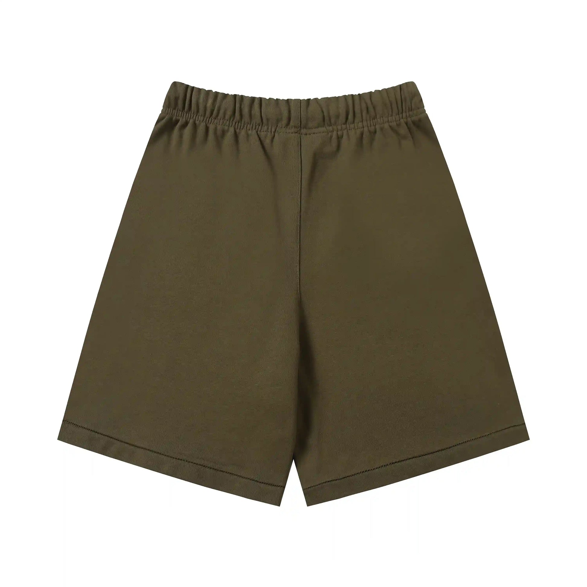 Fear of God Essentials woodland shorts in earthy fleece with tonal branding and relaxed fit