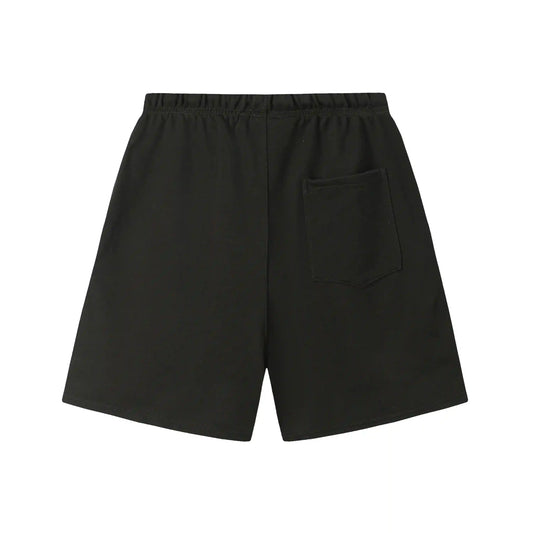 Fear of God Essentials Black fleece shorts relaxed fit side view