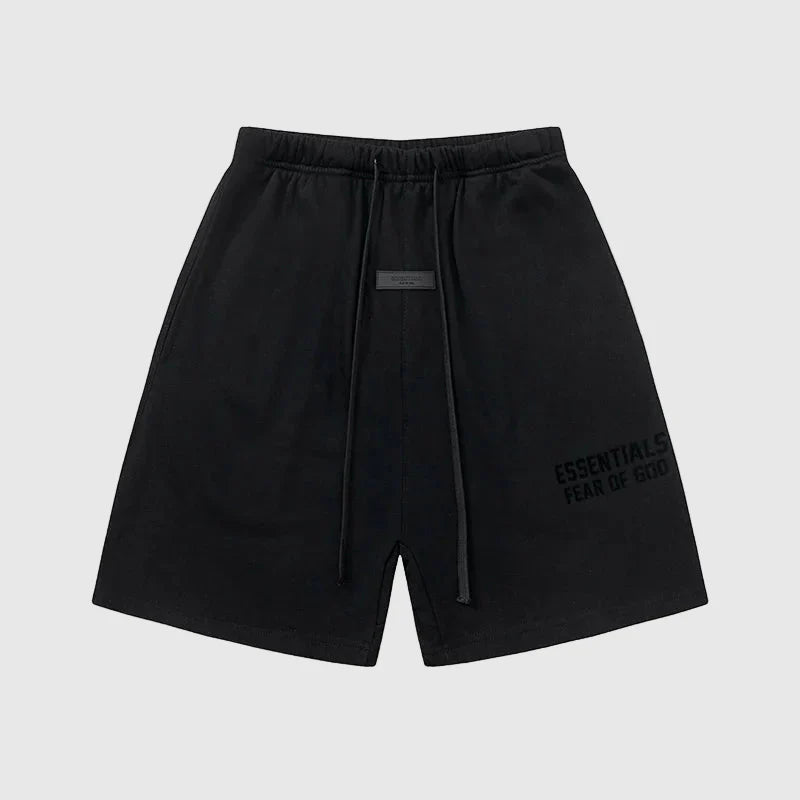 Essentials Black fleece shorts front view – Fear of God