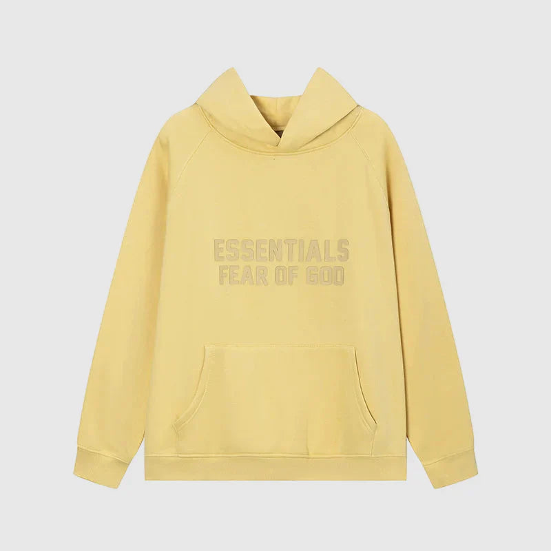 essentials garden yellow hoodie relaxed fit streetwear