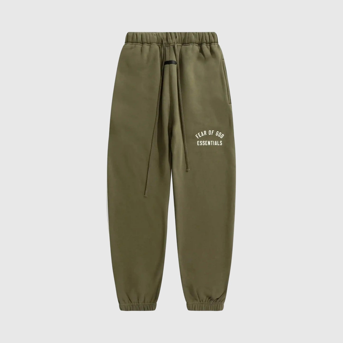 Essentials hemlock core fleece sweatpants front view by Fear Of God