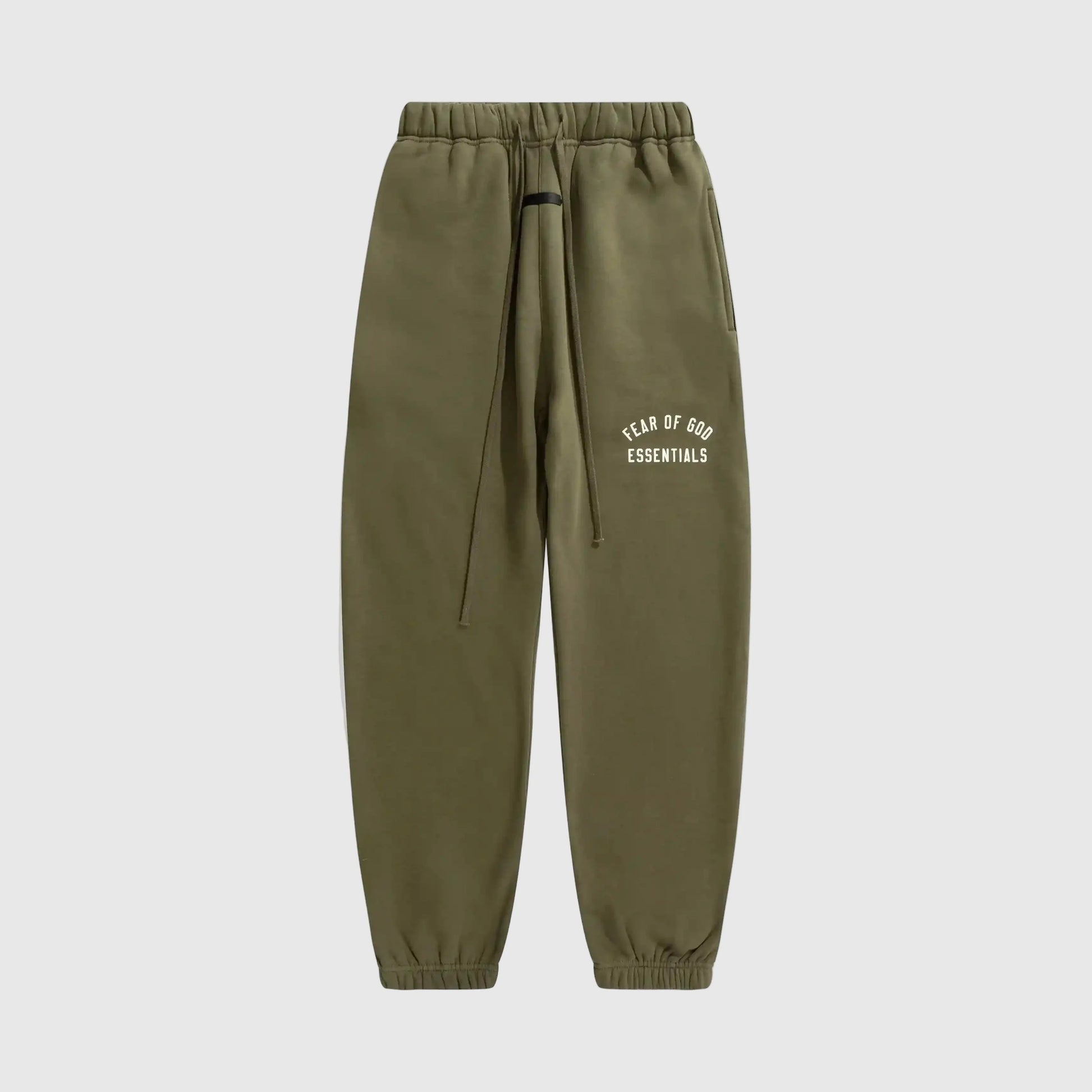 Essentials hemlock core fleece sweatpants front view by Fear Of God