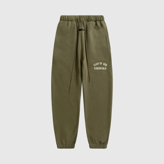 Essentials hemlock core fleece sweatpants front view by Fear Of God