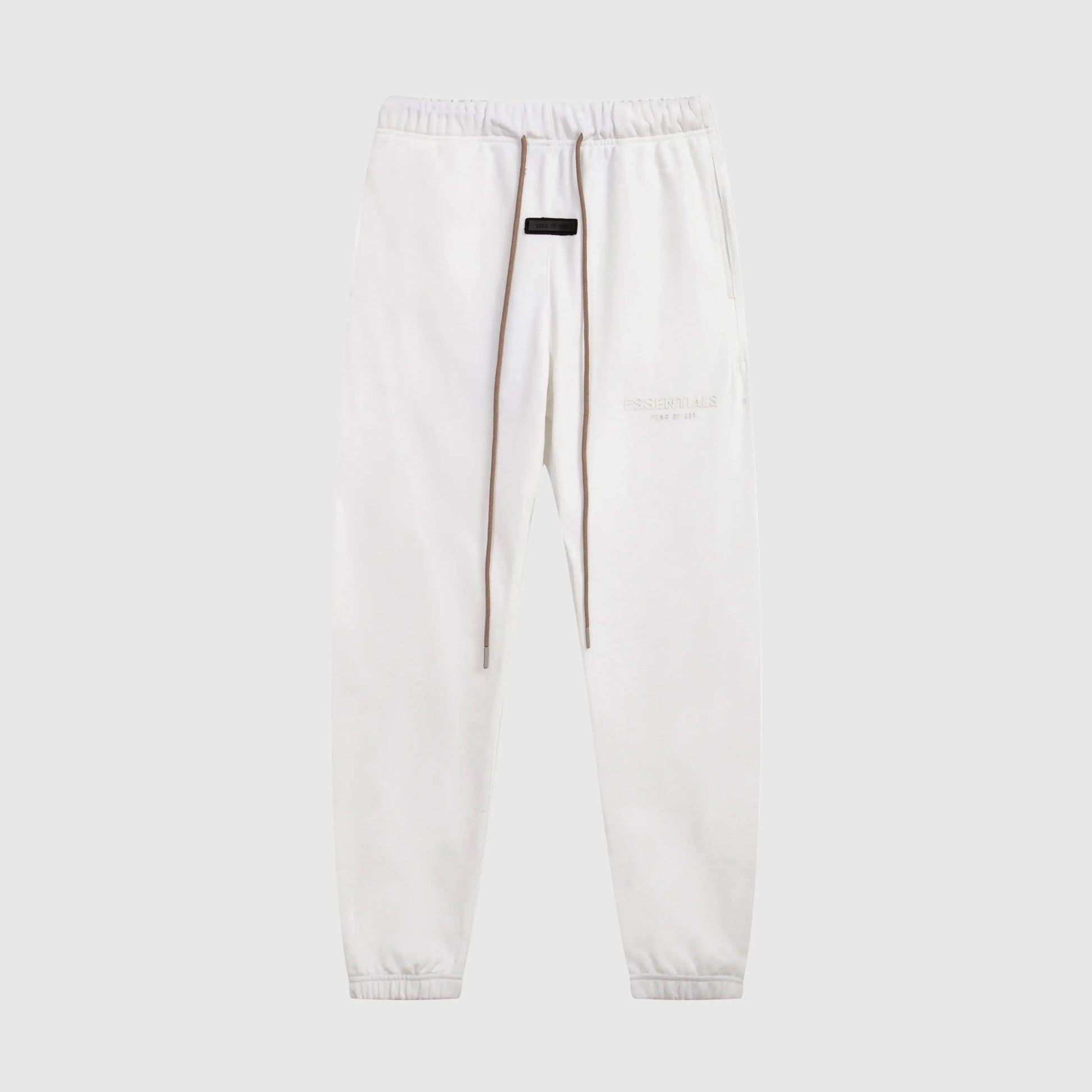 Essentials eggshell elevated fleece sweatpants by Fear of God front view