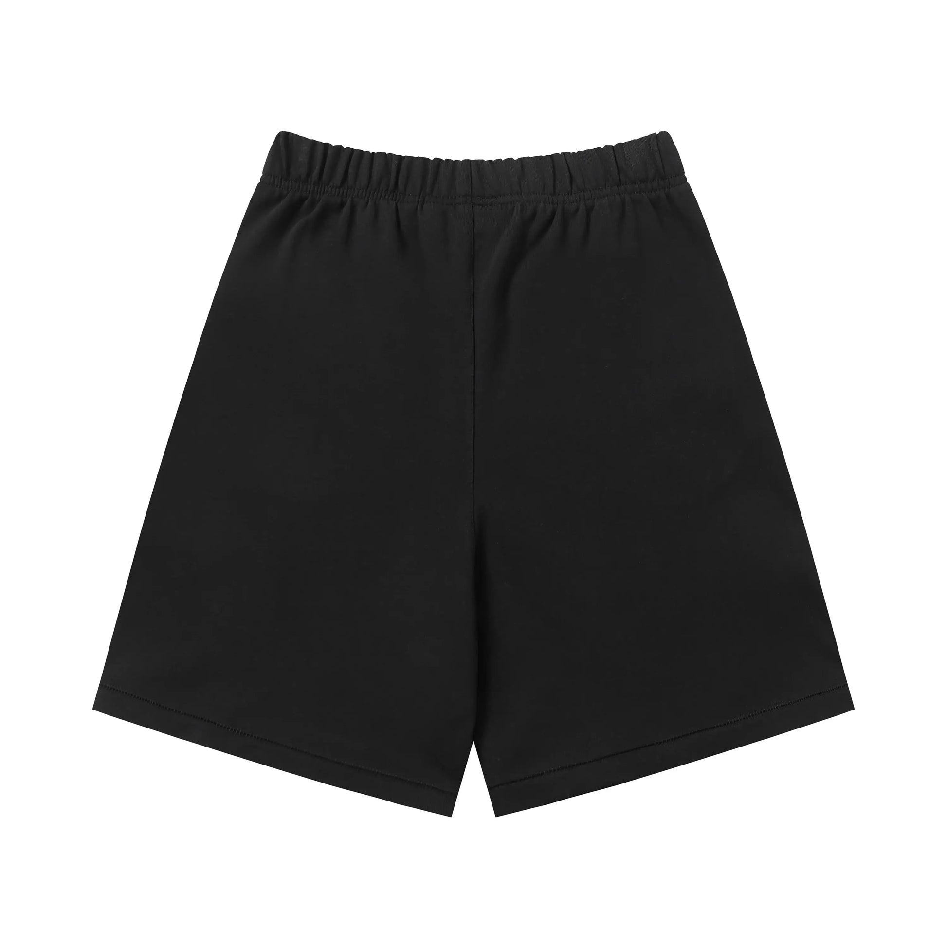Fear of God Essentials black fleece shorts with tonal branding and long drawstrings