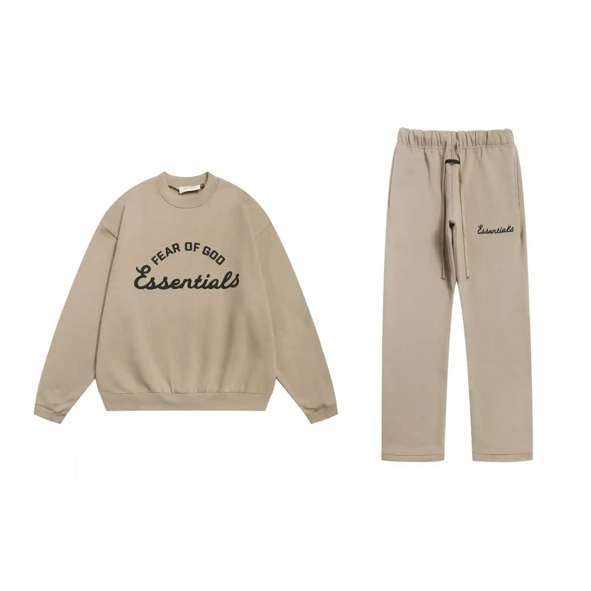 Essentials Tracksuit Light Sand Dune Script Crewneck Set