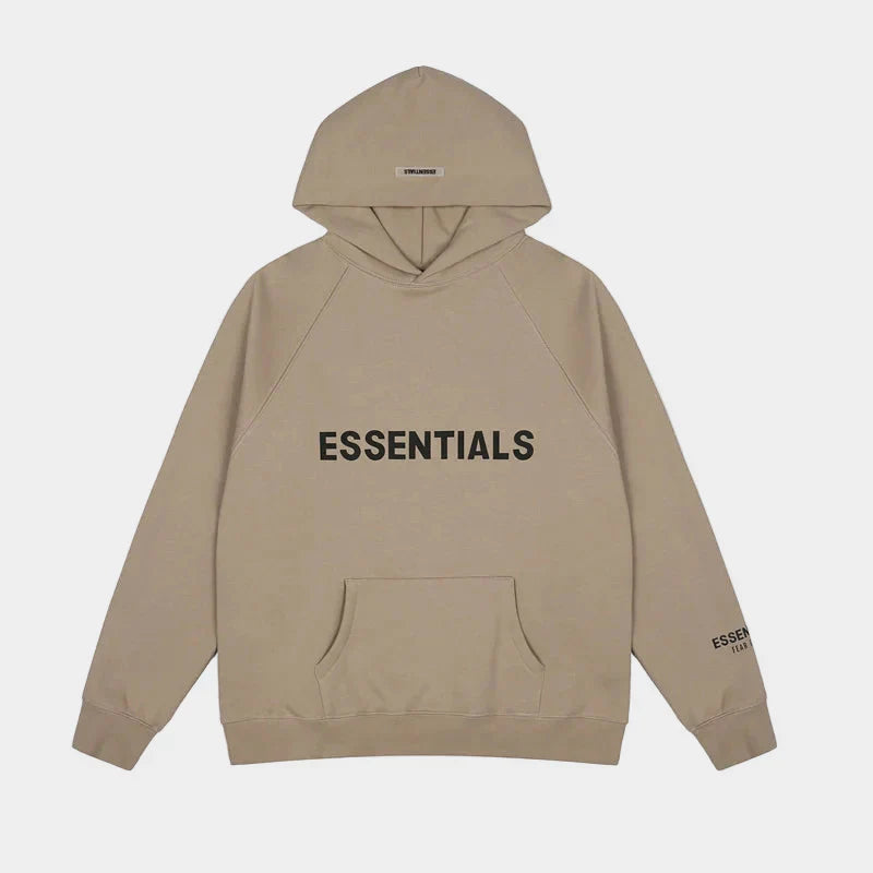 essentials taupe hoodie relaxed fit streetwear