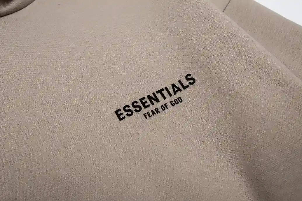 Essentials hoodie mock neckline and stitching detail
