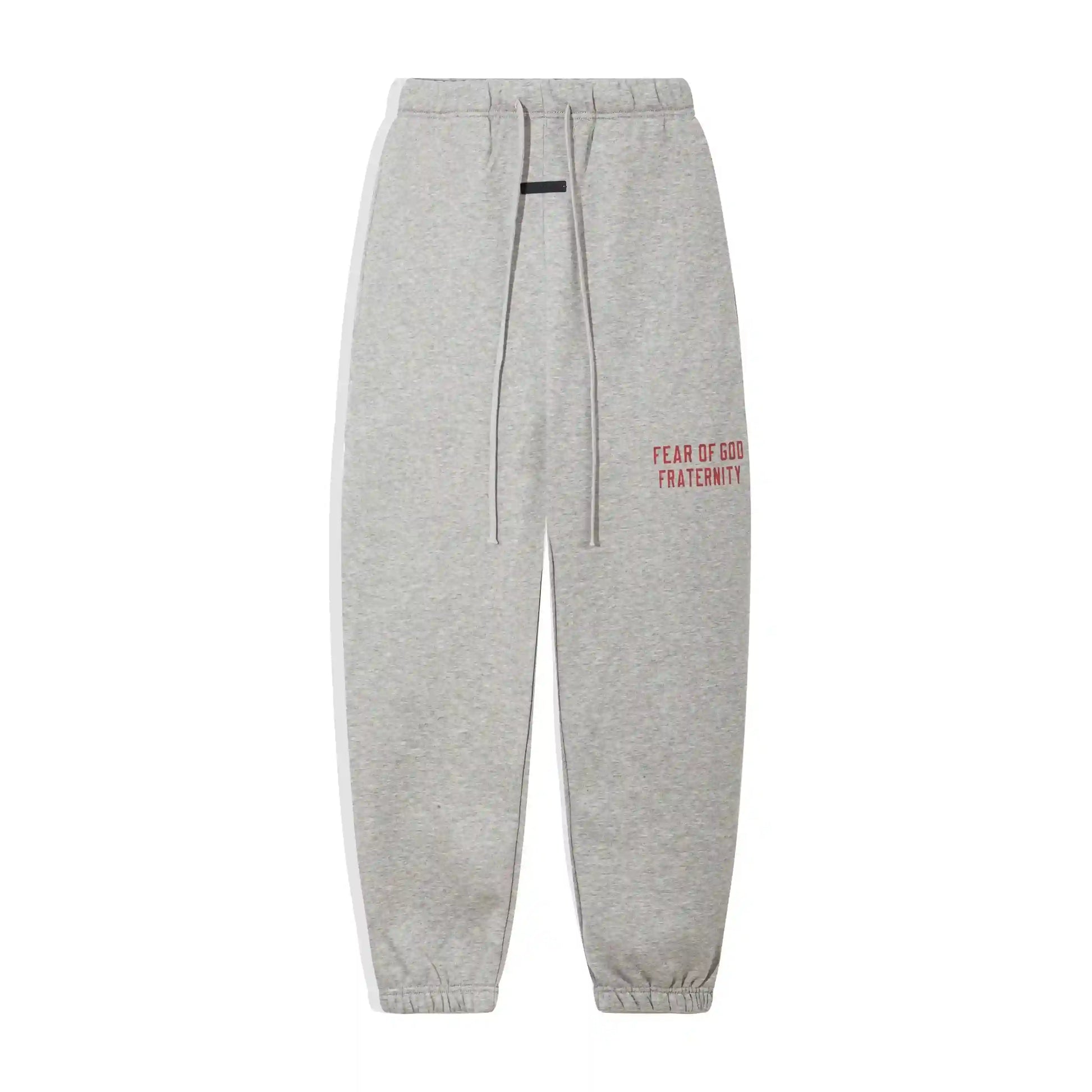 Essentials Dark Heather Oatmeal Hoodie Set back view – Fear of God set