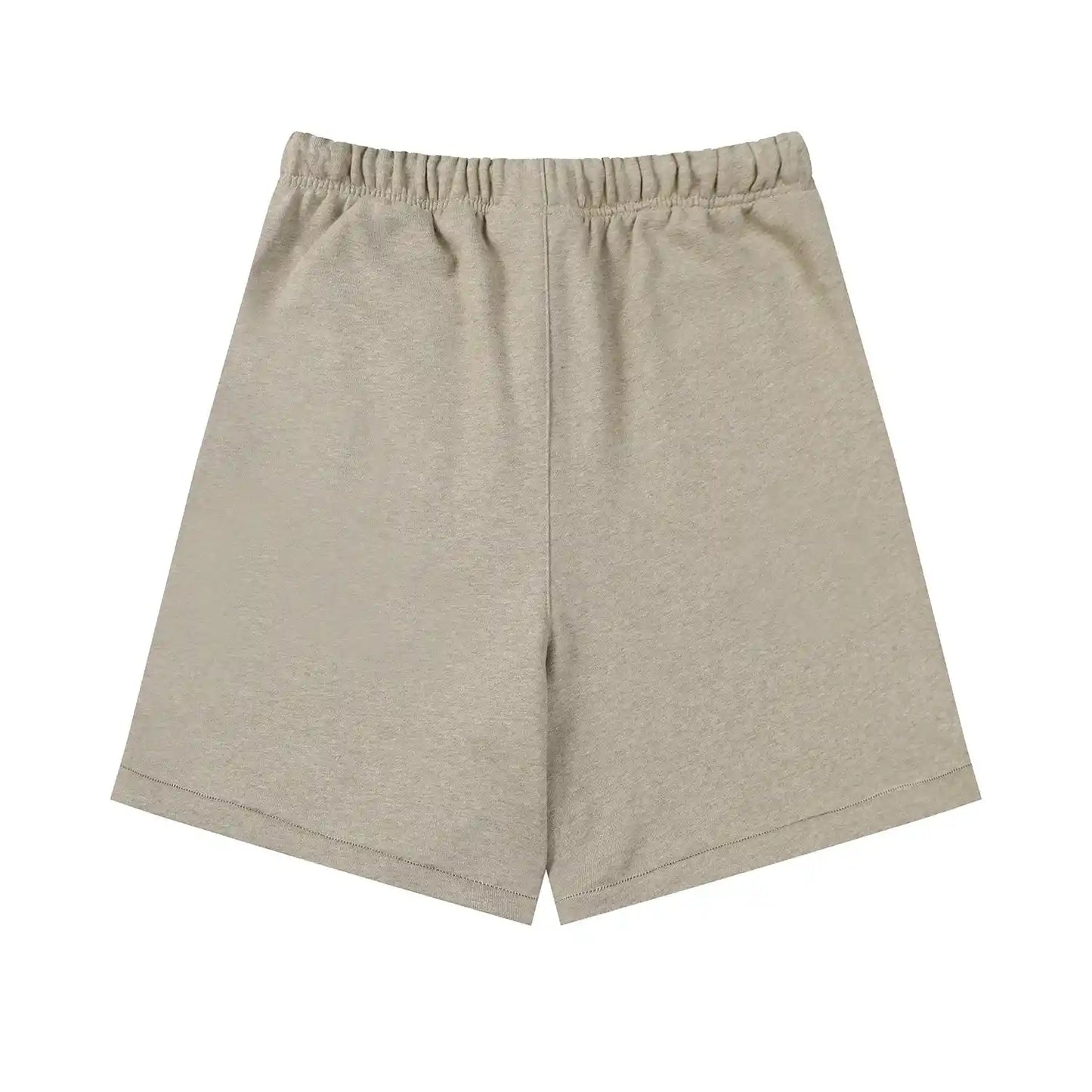Fear of God Essentials Heathered Grey fleece shorts with tonal branding and long drawstrings