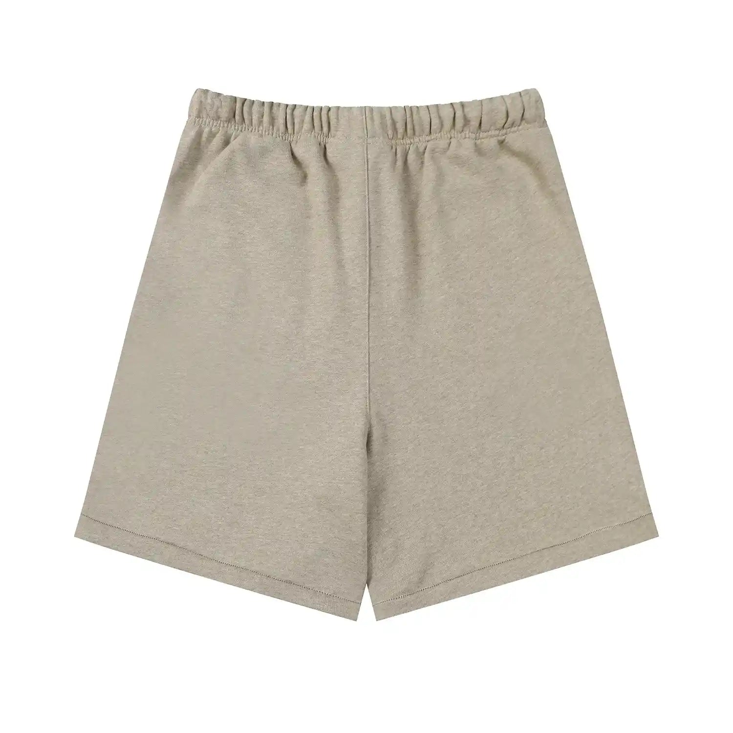 Fear of God Essentials Heathered Grey fleece shorts with tonal branding and long drawstrings