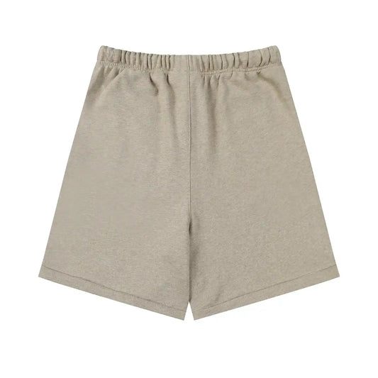 Fear of God Essentials Heathered Grey fleece shorts with tonal branding and long drawstrings