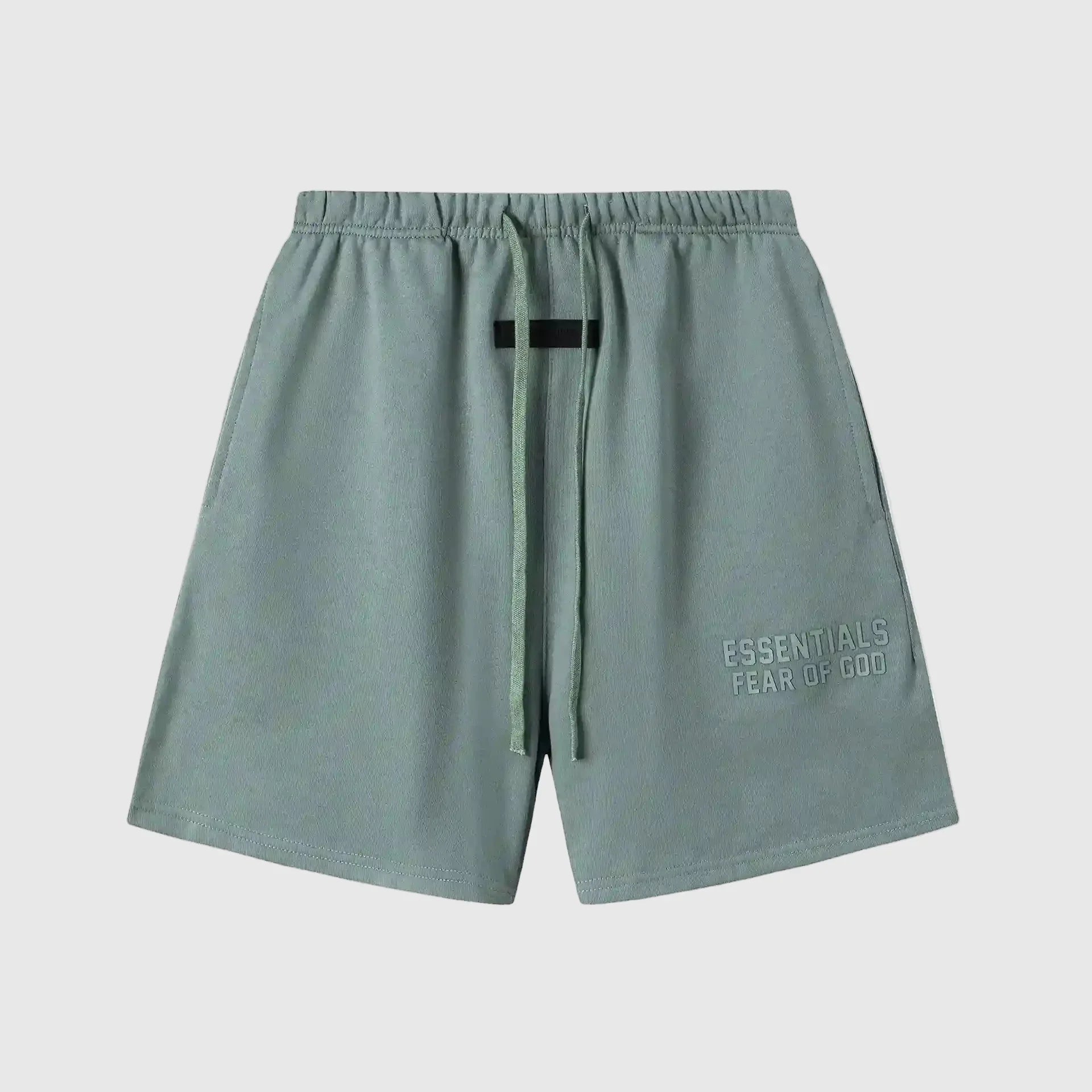 Fear of God Essentials Dawn shorts in beige fleece with tonal logo and relaxed silhouette