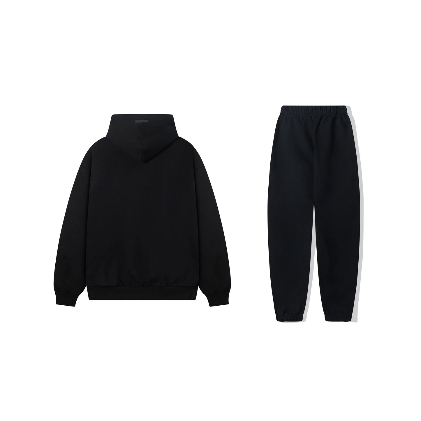 Essentials tracksuit black angled view relaxed fit set