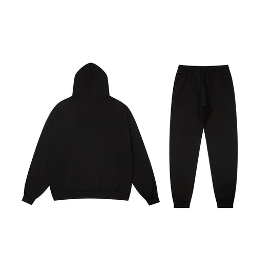 Essentials black lounge comfort fleece hoodie with soft interior detail by Fear Of God