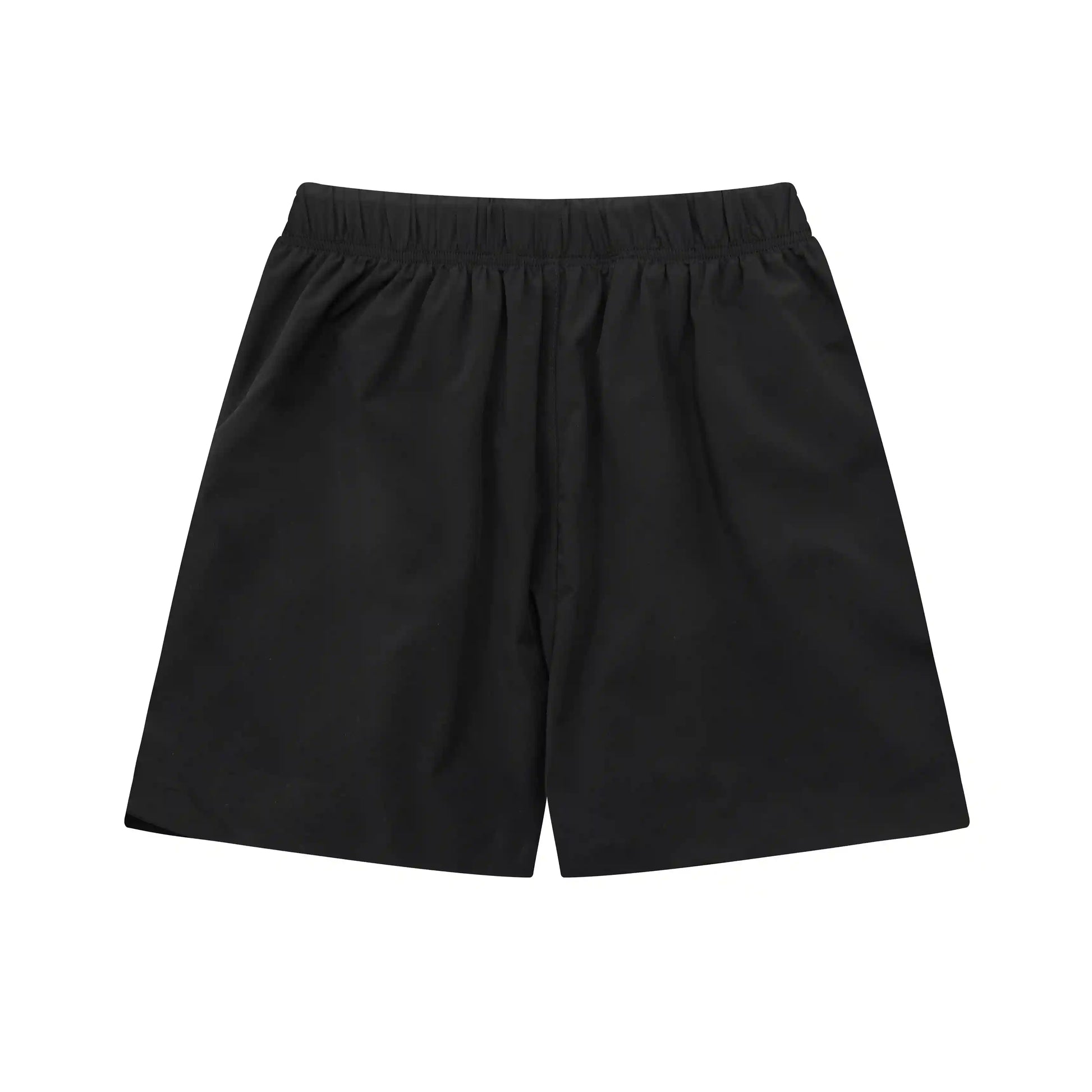 Fear of God Essentials black fleece shorts with tonal logo and long drawstrings
