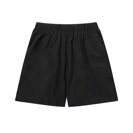 Fear of God Essentials black fleece shorts with tonal logo and long drawstrings