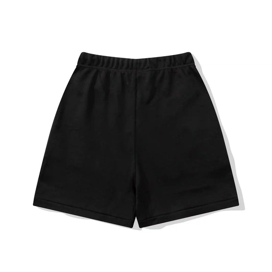 Fear of God Essentials Black fleece shorts relaxed fit side view
