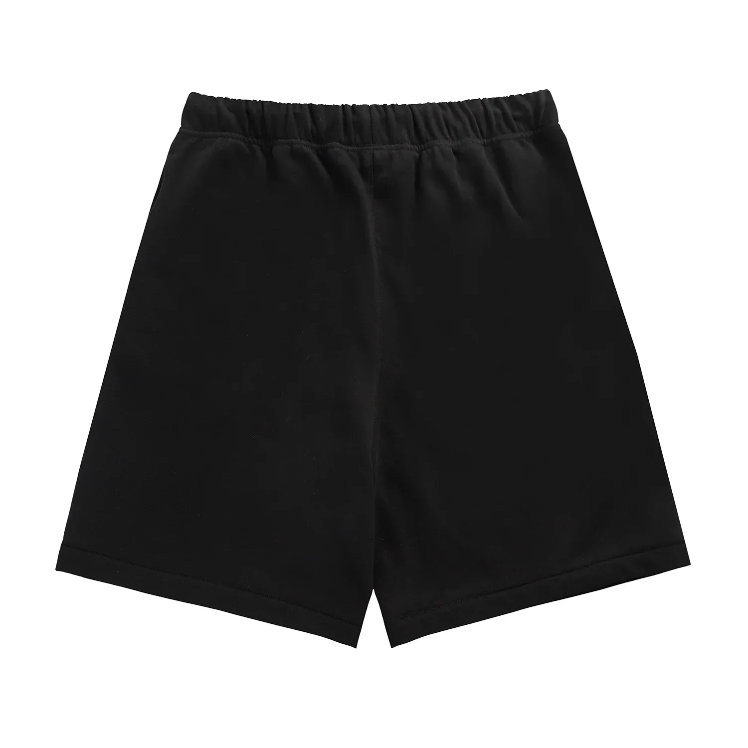 Fear of God Essentials black fleece shorts with tonal logo and oversized fit