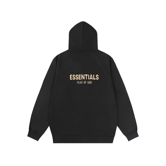 essentials black zip hoodie fleece pullover casual