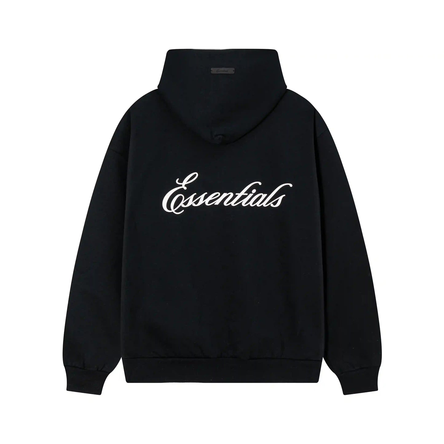 Fear of God Essentials Black Hoodie | Minimal Luxe Black Pullover Essentials Hoodie