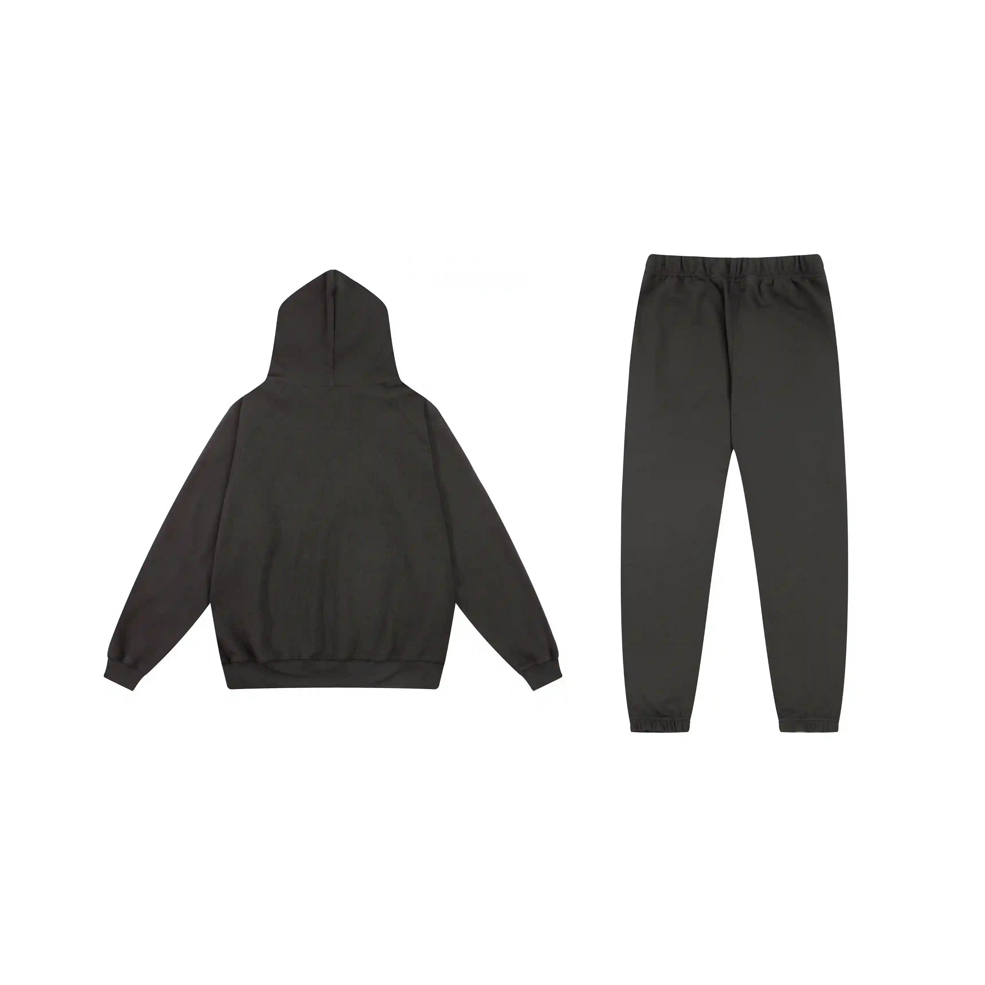 2 Pc Hooded Pure FOG ESSENTIALS Clothing Black Long Sleeve Tracksuit 2