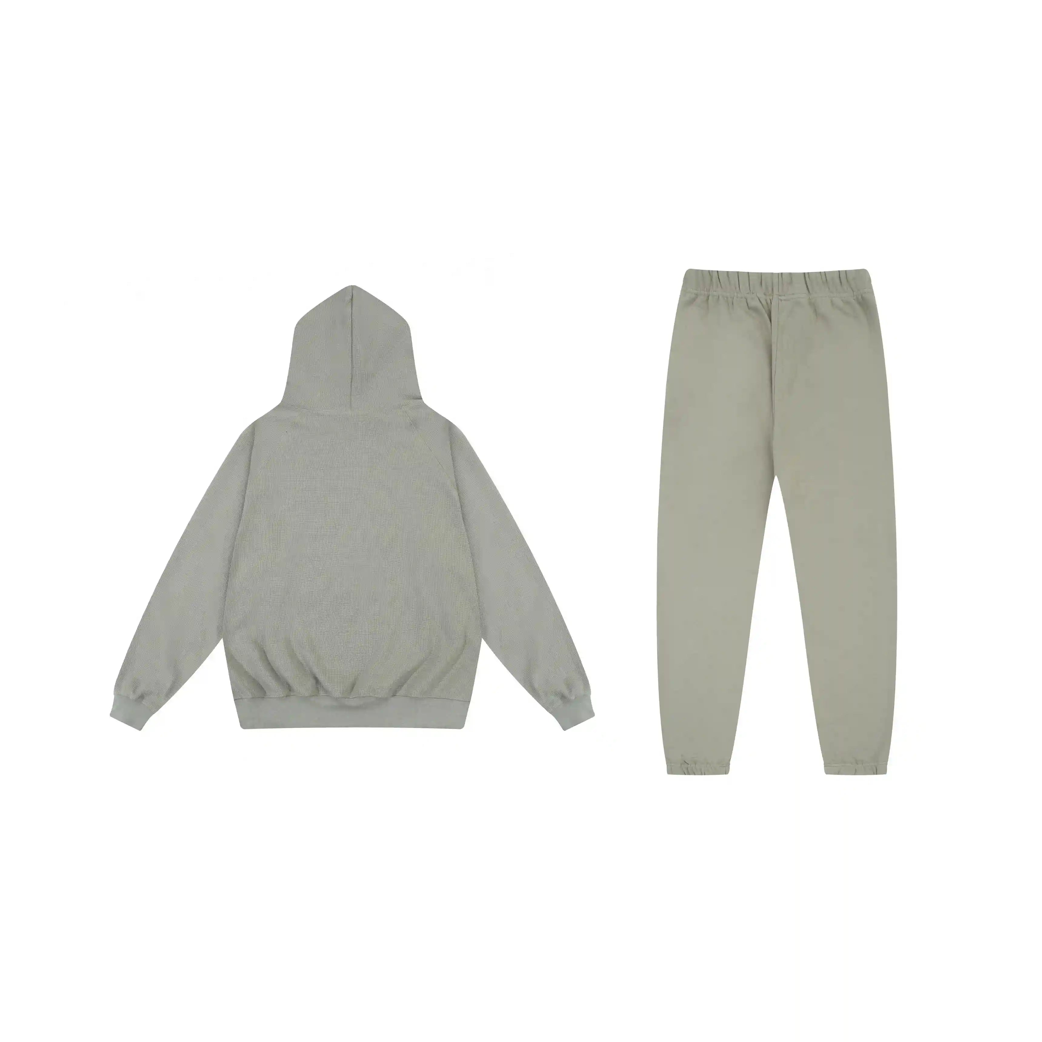 2 Pcs FOG Pure ESSENTIALS Clothing Heathered Grey Long Sleeve Tracksuit 2