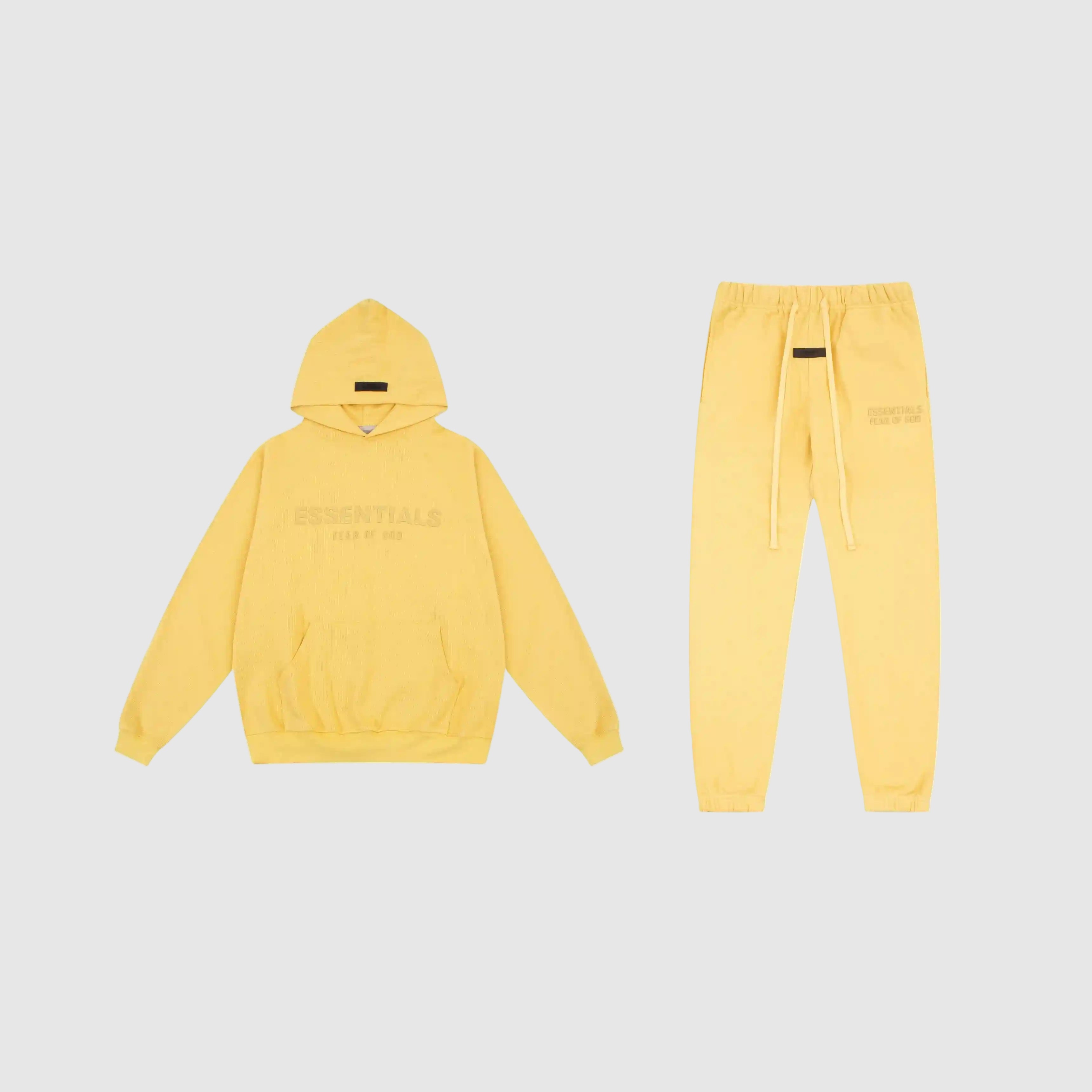 2 Pcs FOG Pure Hooded ESSENTIALS Clothing Garden Yellow Long Sleeve Tracksuit 1