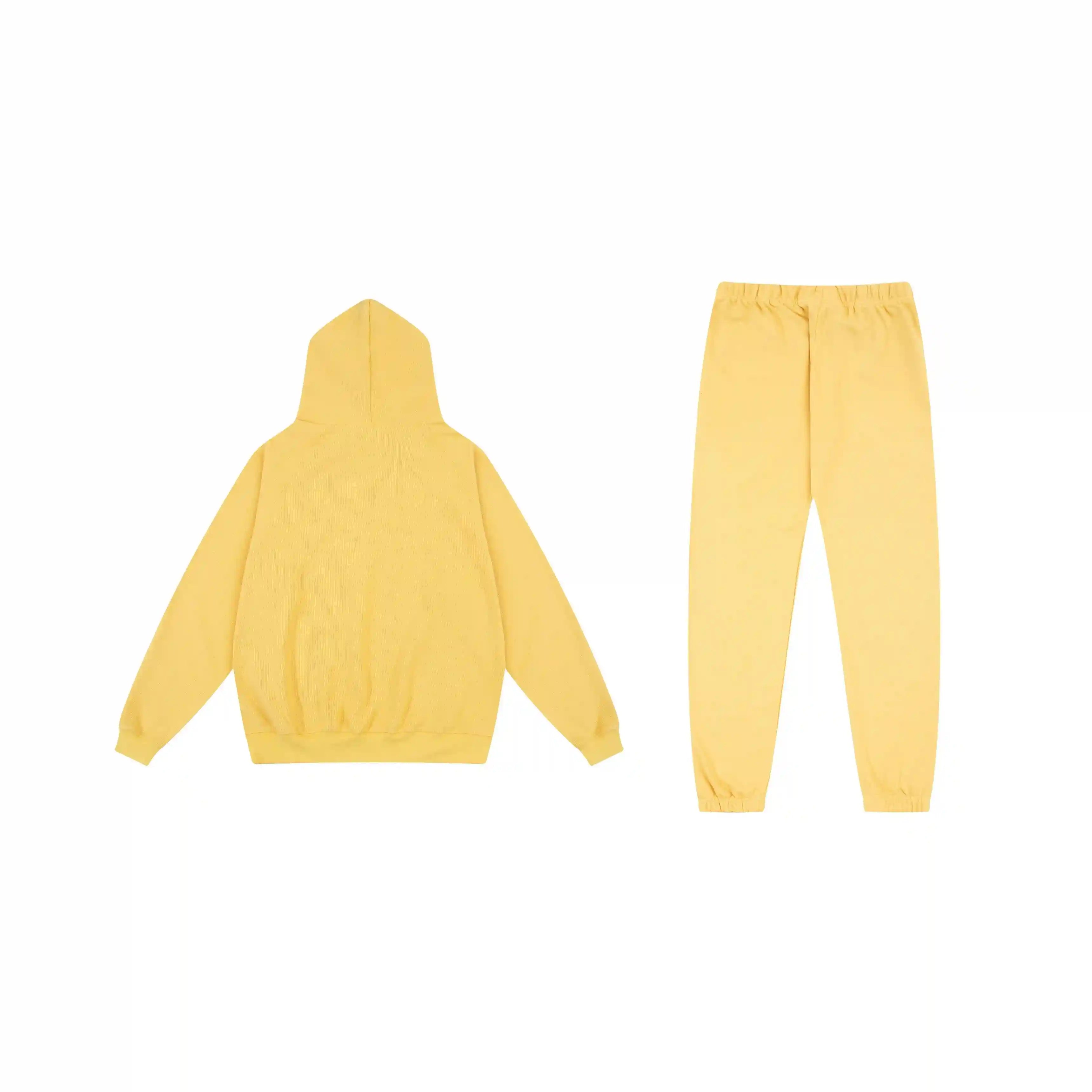 2 Pcs FOG Pure Hooded ESSENTIALS Clothing Garden Yellow Long Sleeve Tracksuit 2