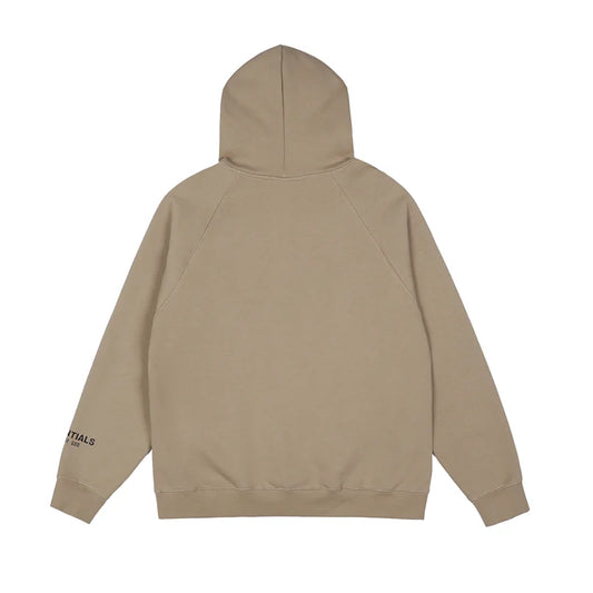 essentials taupe hoodie soft fleece pullover casual