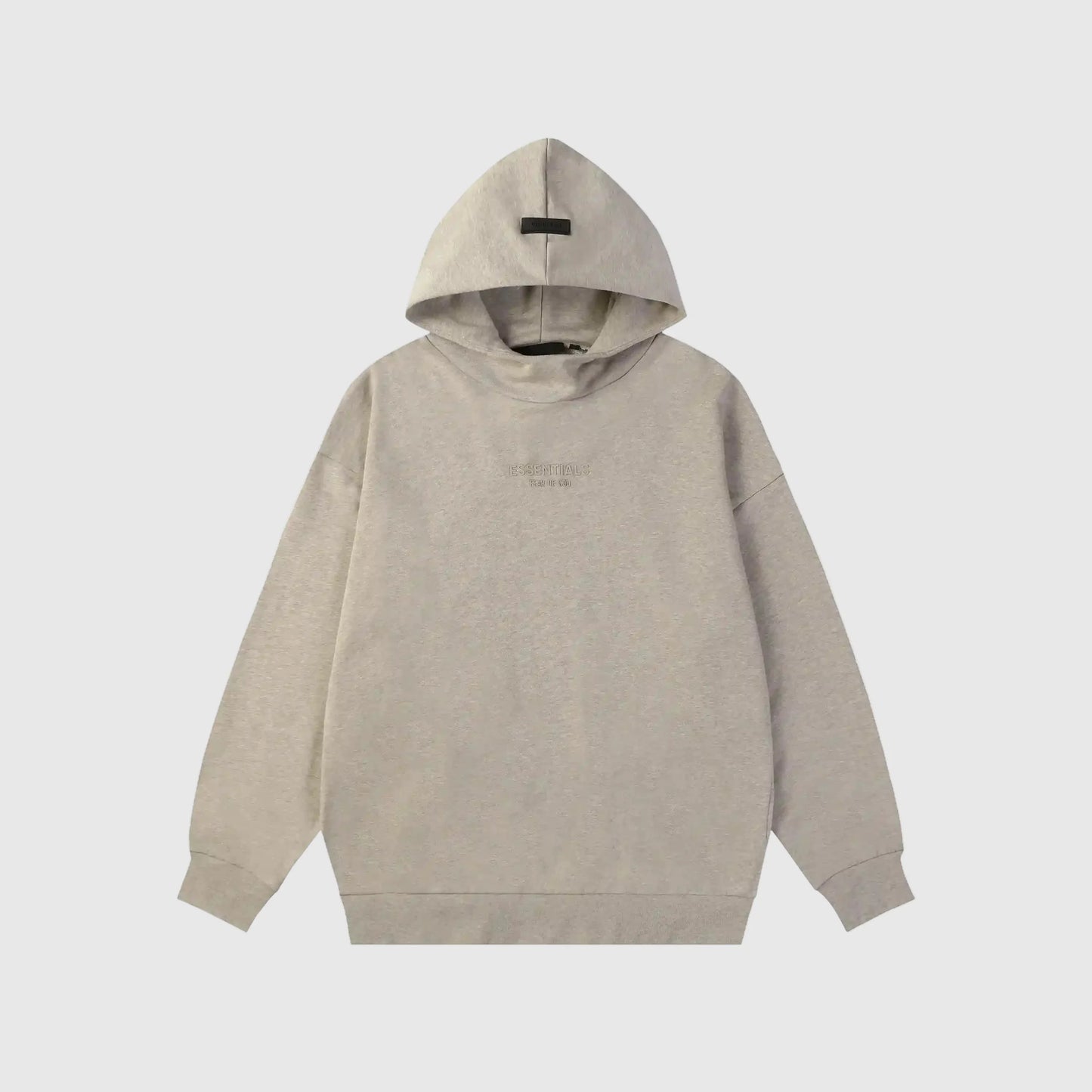 essentials heathered grey hoodie relaxed fit streetwear