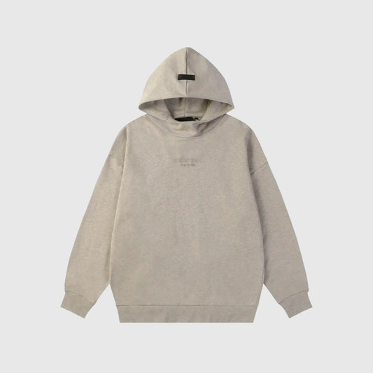 essentials heathered grey hoodie relaxed fit streetwear