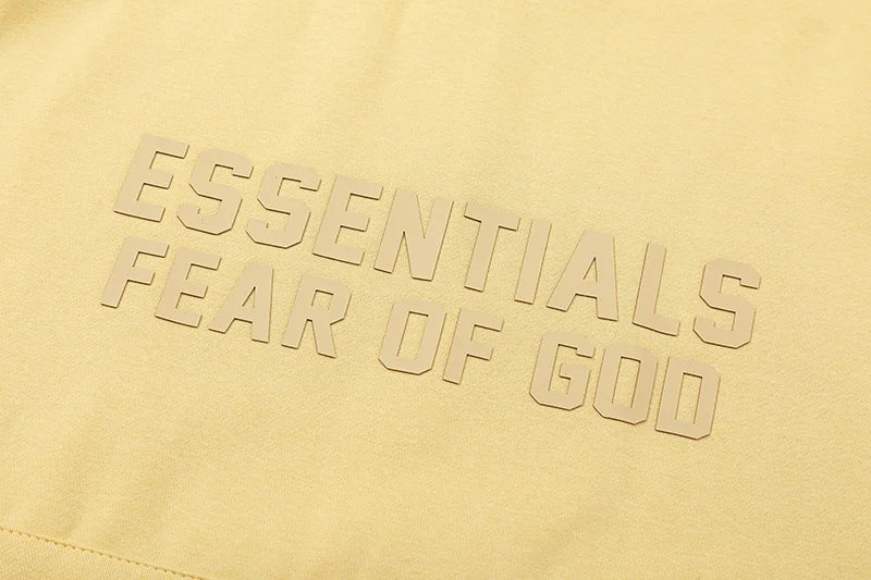 essentials garden yellow hoodie ribbed cuffs and hem detail