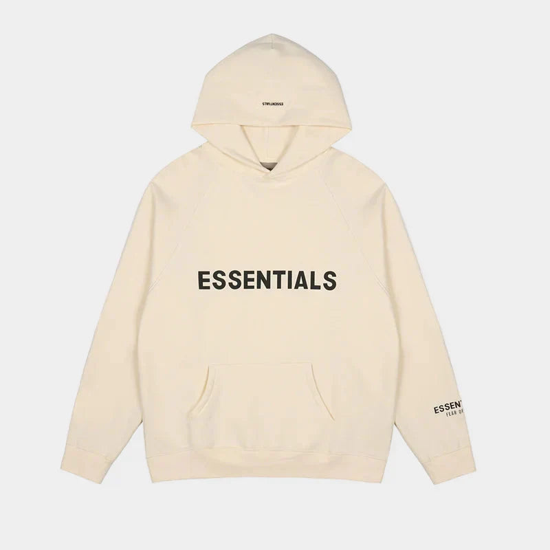 essentials light cream hoodie relaxed fit streetwear