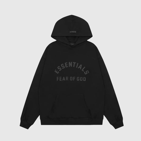 essentials black hoodie relaxed fit streetwear