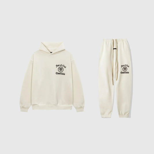 Essentials cloud dance everyday fleece tracksuit set with relaxed fit by Fear Of God