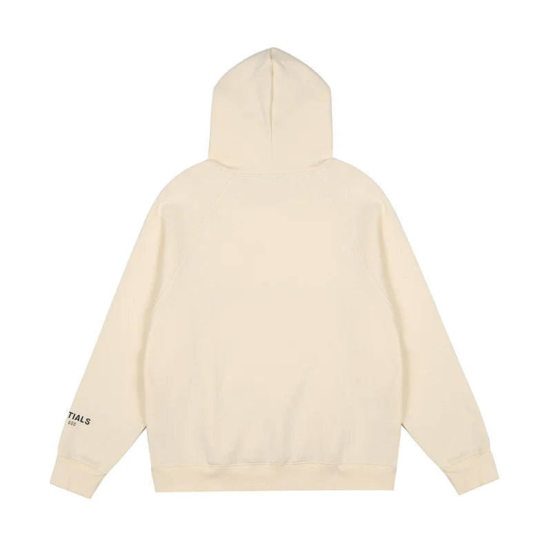 essentials light cream hoodie soft fleece pullover casual