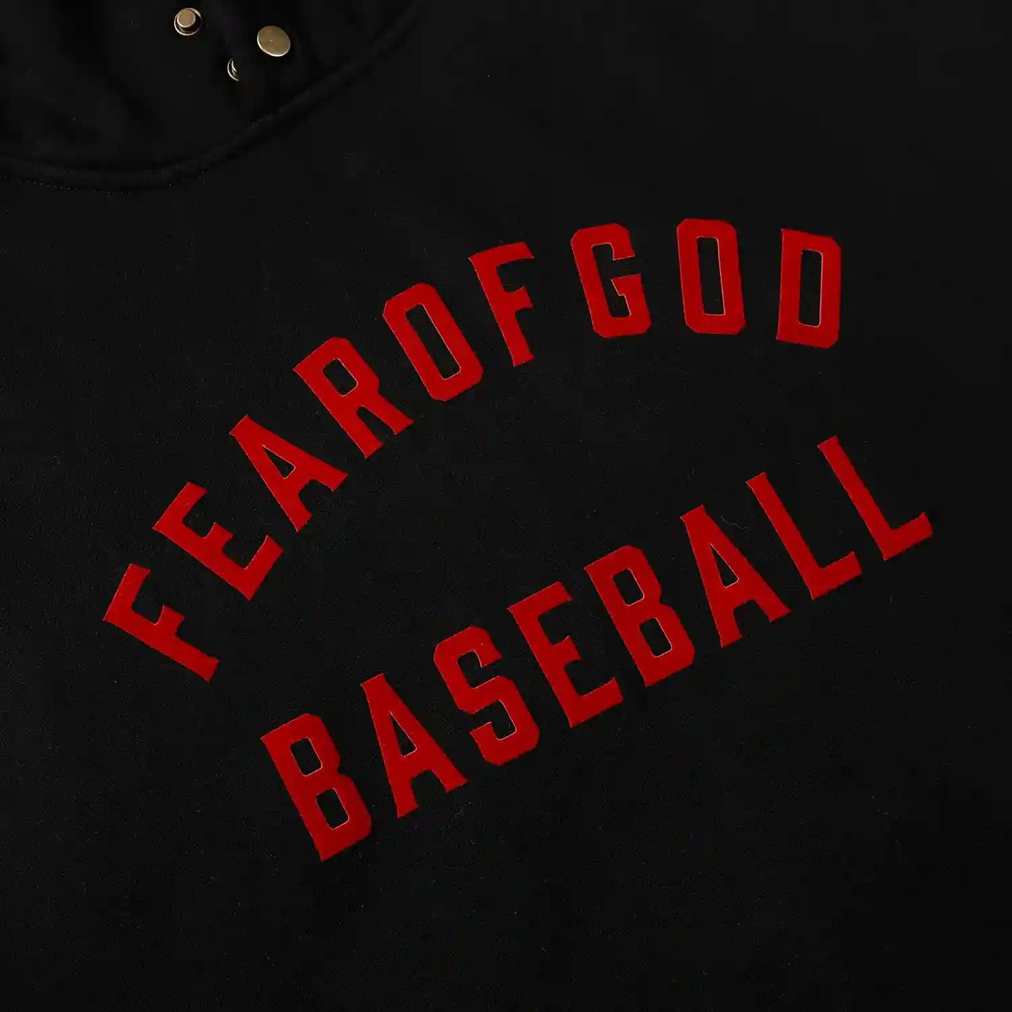Fear of God ESSENTIALS Signature Baseball Black Red Hoodie