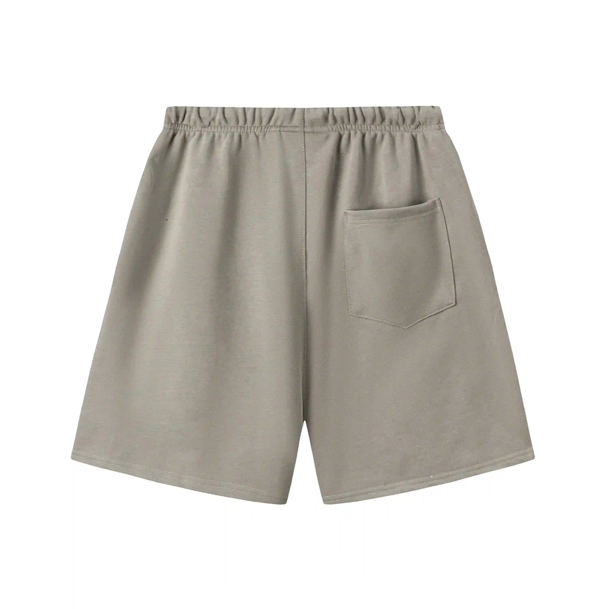 Fear of God Essentials Heathered Grey fleece shorts with drawstring waistband and tonal branding