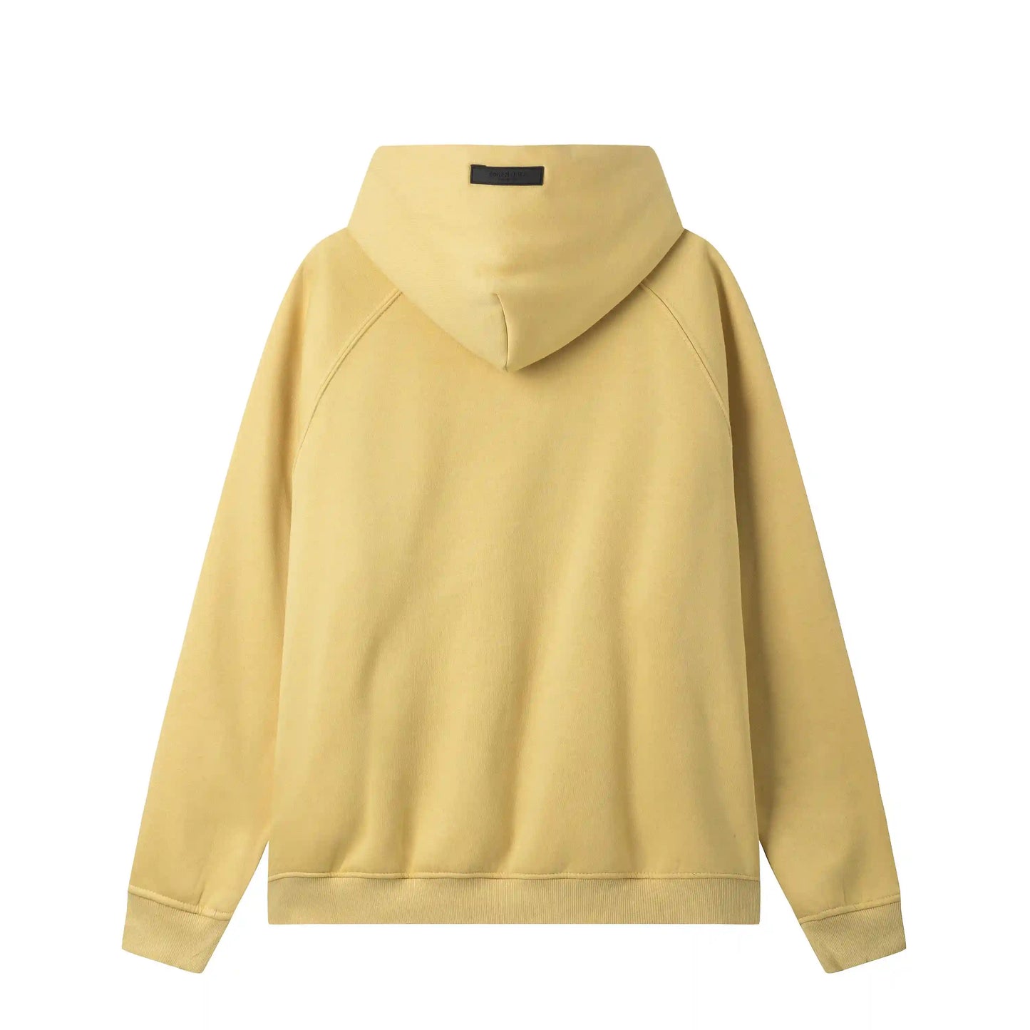 Essentials Garden Yellow hoodie back view relaxed fit heavyweight core fleece