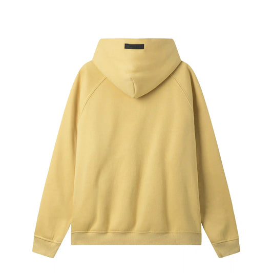 Essentials Garden Yellow hoodie back view relaxed fit heavyweight core fleece